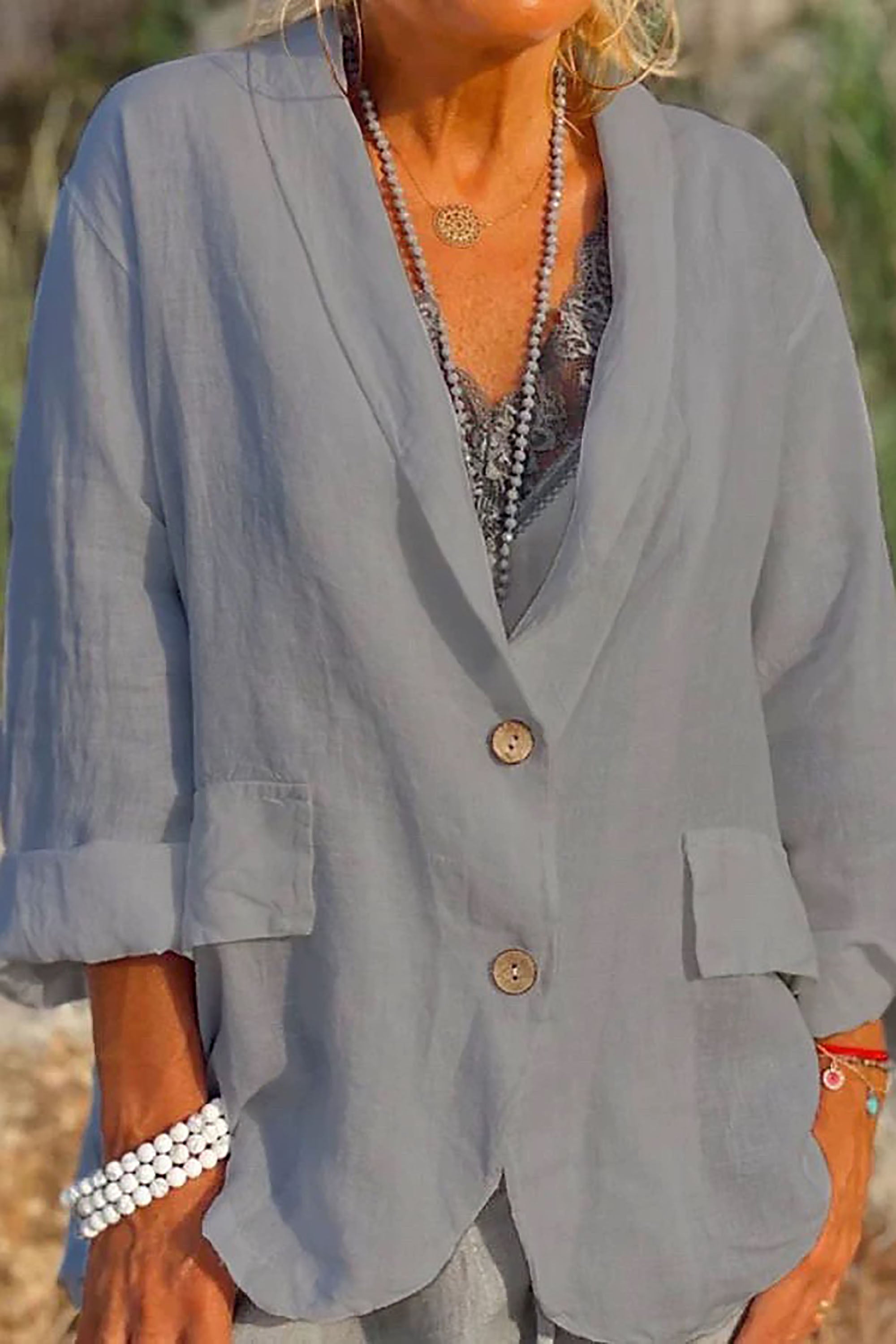 Helene | Let Linnedjakke med Knapper