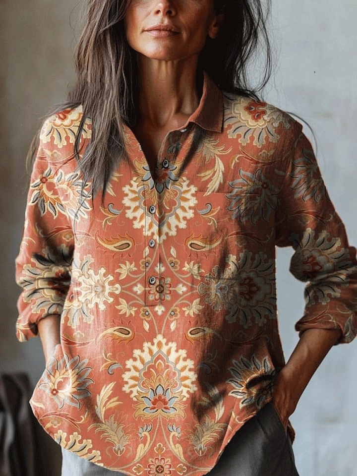 Elegant Skjorte med Vintage Blomstertryk