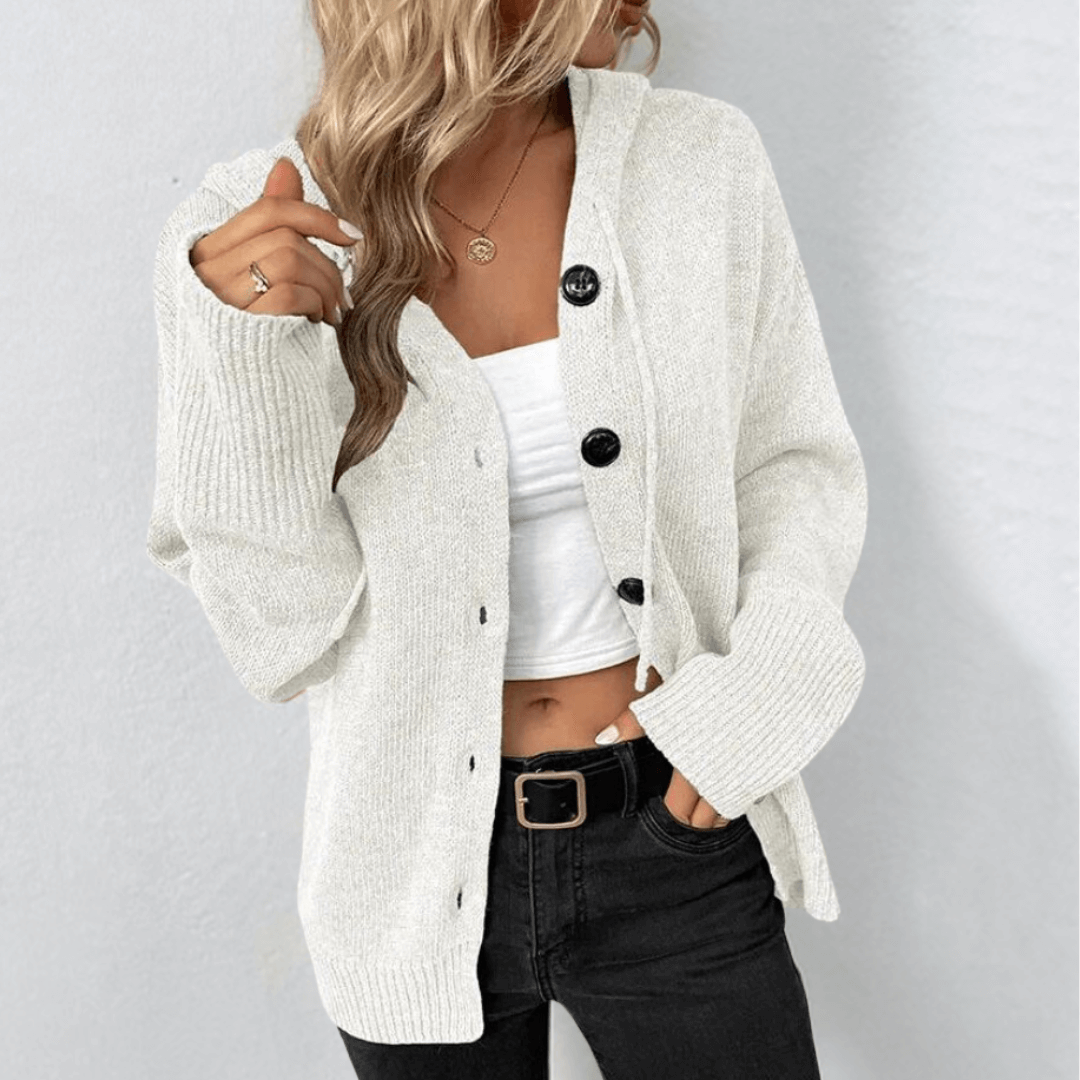 Clara | Dame Strikket Cardigan med Knapper