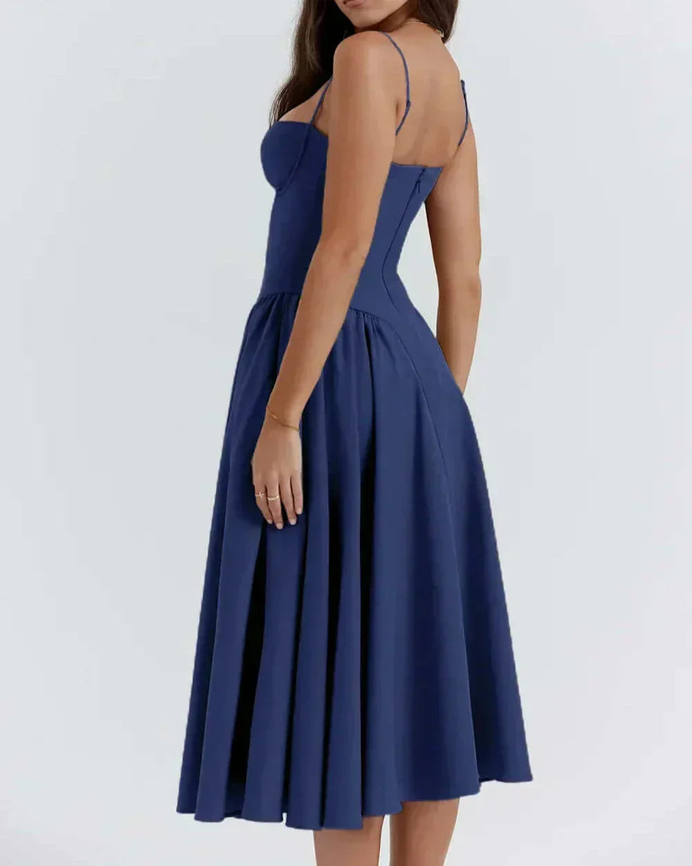 Ærmeløs Midi Kjole med Korsetpasform til Kvinder