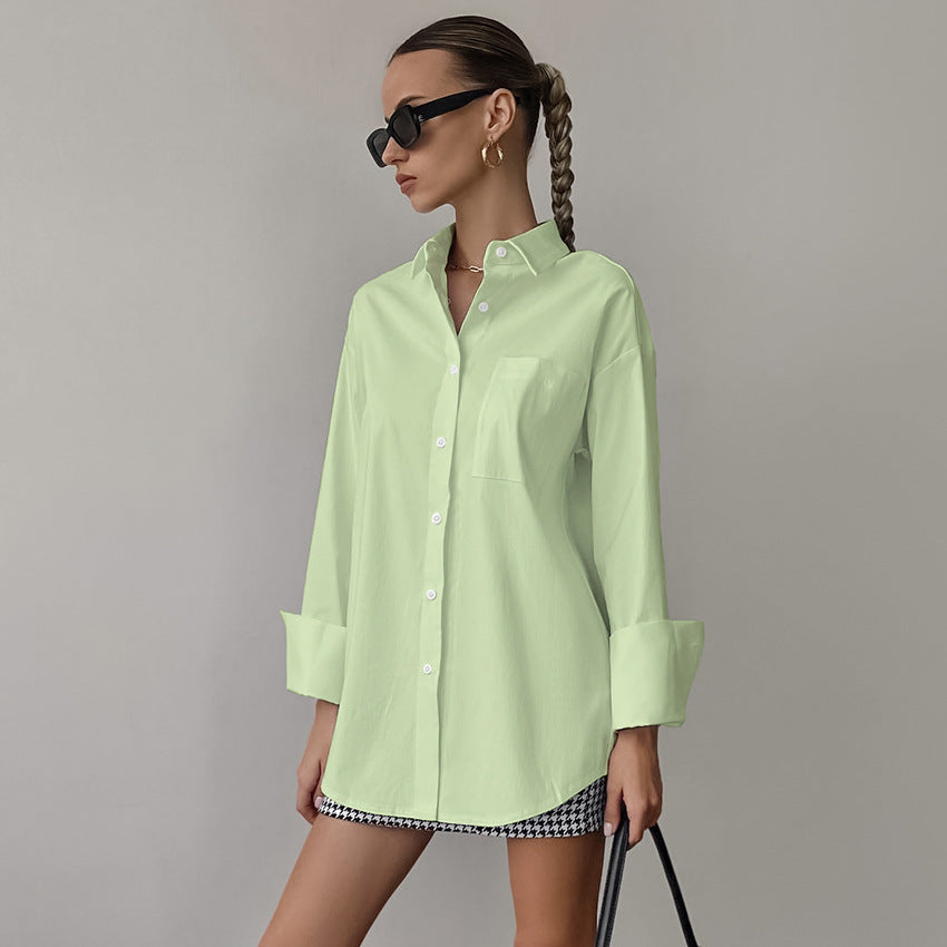 Bomuldsblanding Langærmet Skjorte til Kvinder