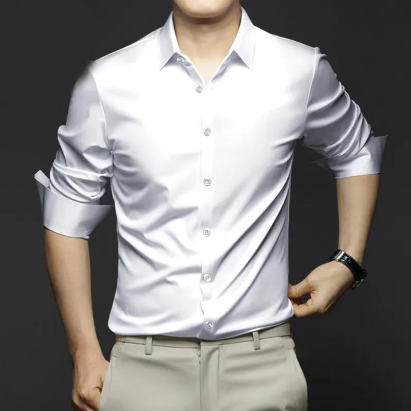 Anders - Blød Silke Binder Skjorte for Mænd