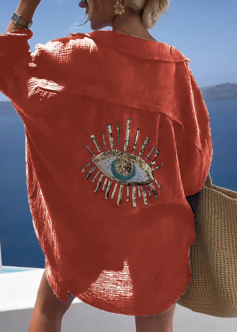 Sofie | Dame Oversize Skjorte med Broderet Rygdetalje