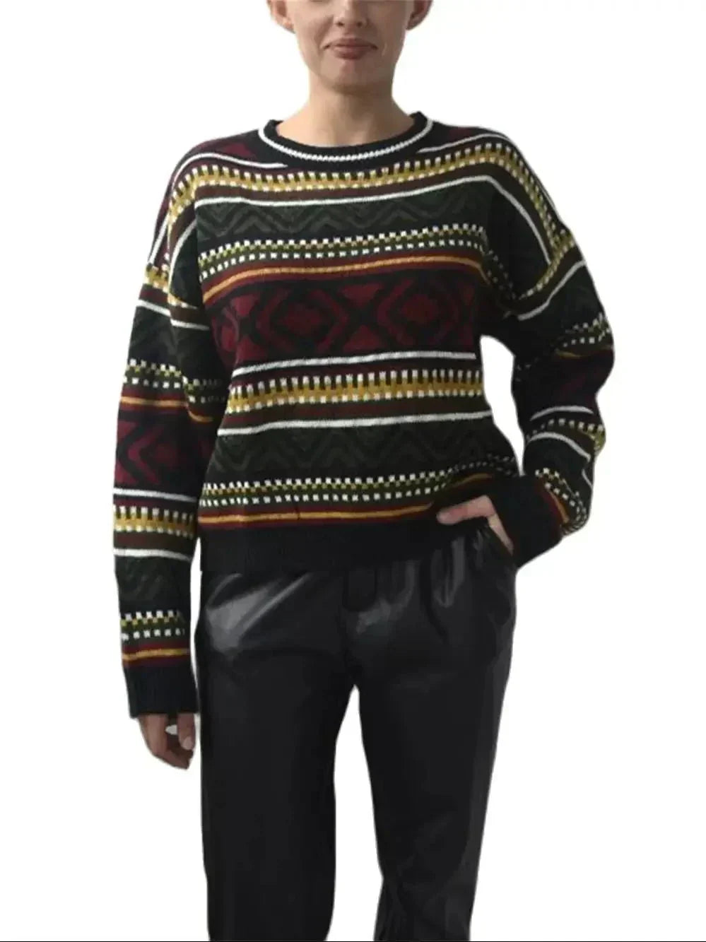 Oda | Geometrisk Mønstret Sweater til Vintermode