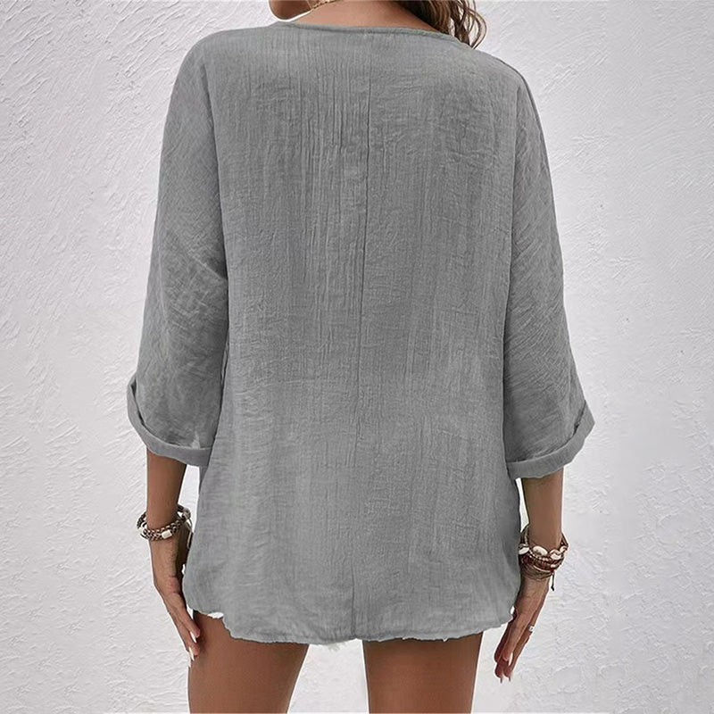 Dame T-shirt med V-hals