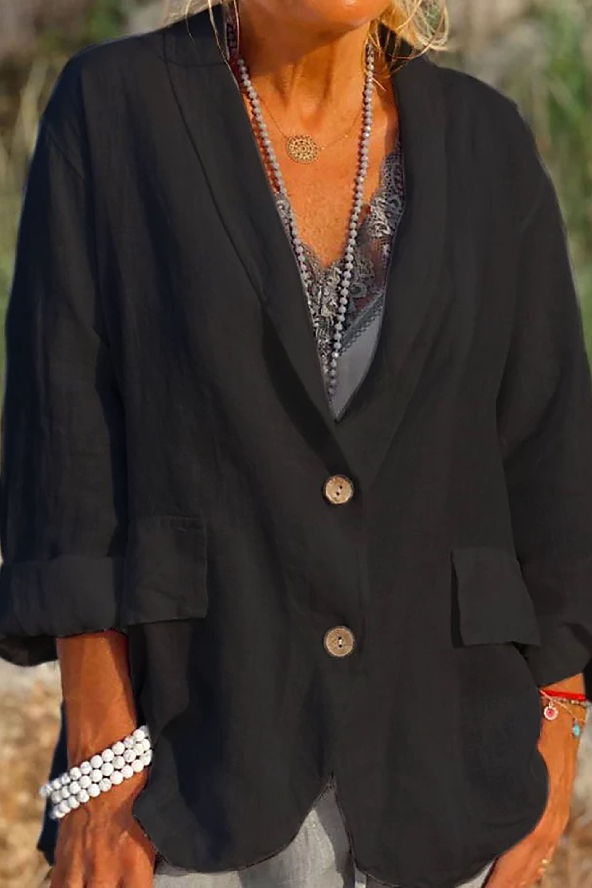 Helene | Let Linnedjakke med Knapper