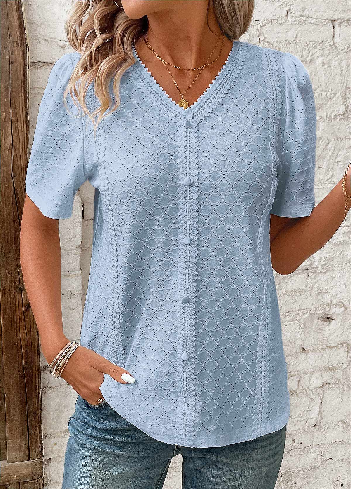 Elegant patchwork bluse med moderne design