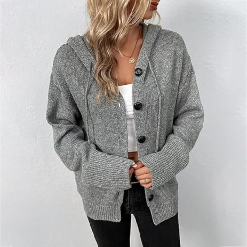 Clara | Dame Strikket Cardigan med Knapper