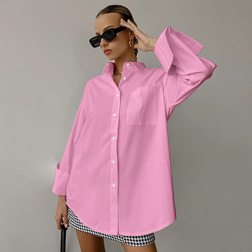 Bomuldsblanding Langærmet Skjorte til Kvinder