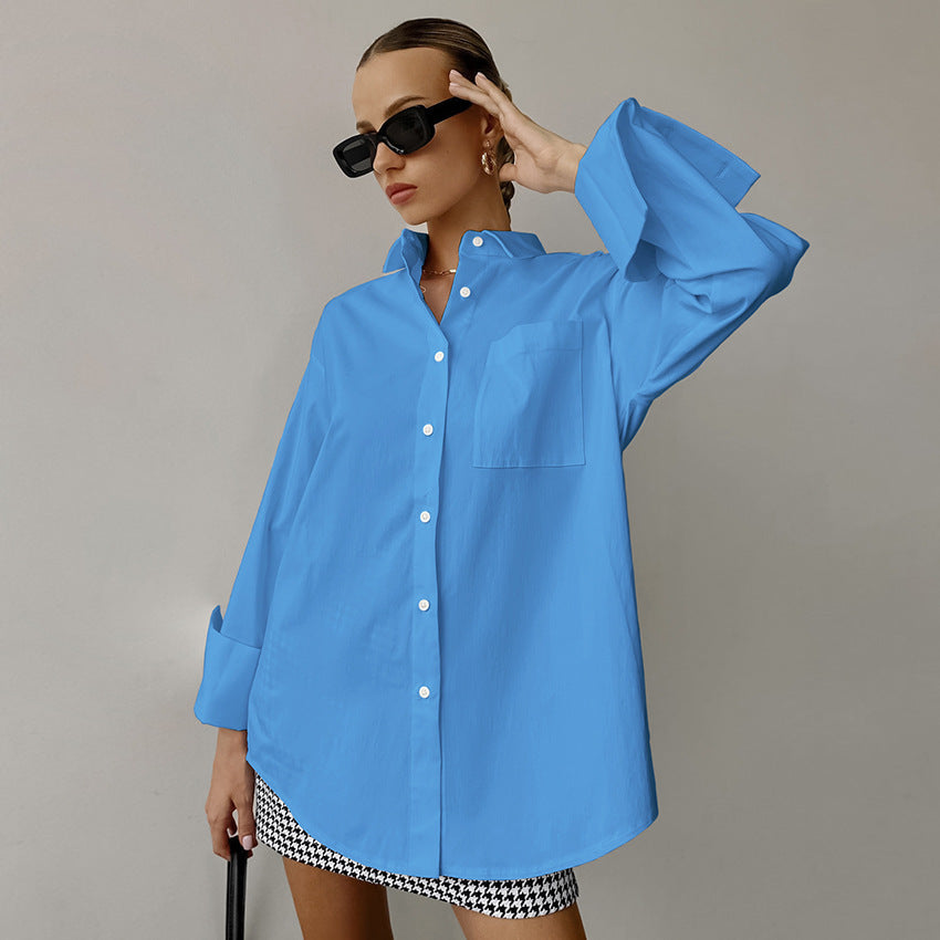 Bomuldsblanding Langærmet Skjorte til Kvinder