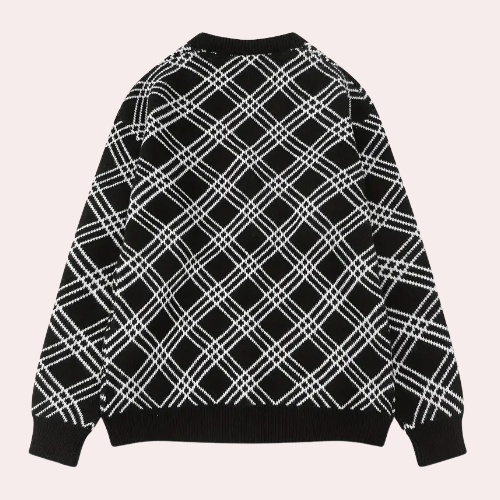 Christian | Elegant cardigan med ternet design til mænd