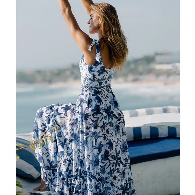 Laura | Dameblomstret V-hals Badedragt