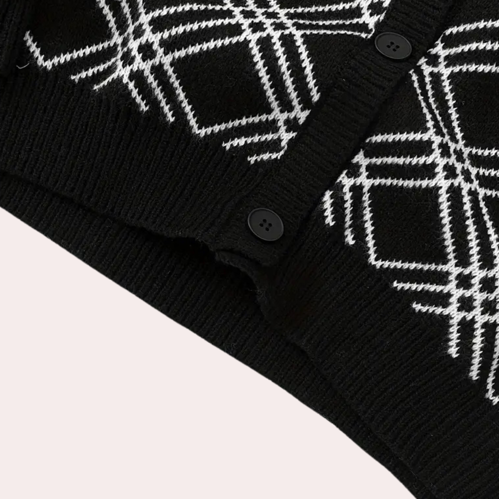 Christian | Elegant cardigan med ternet design til mænd