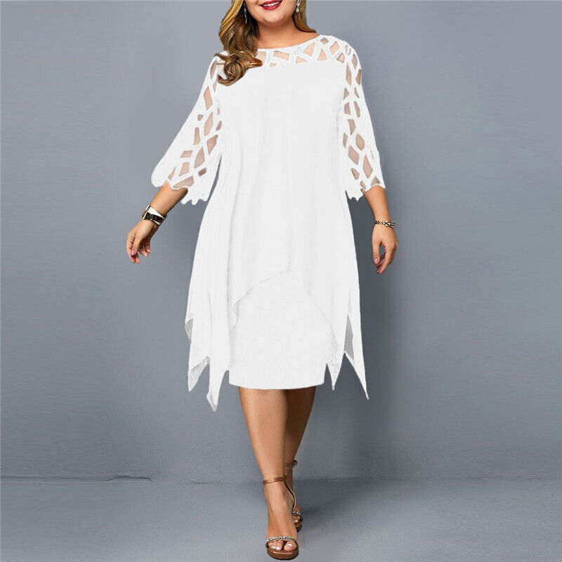 Elegant Midi Kjole til Kvinder Plus Size