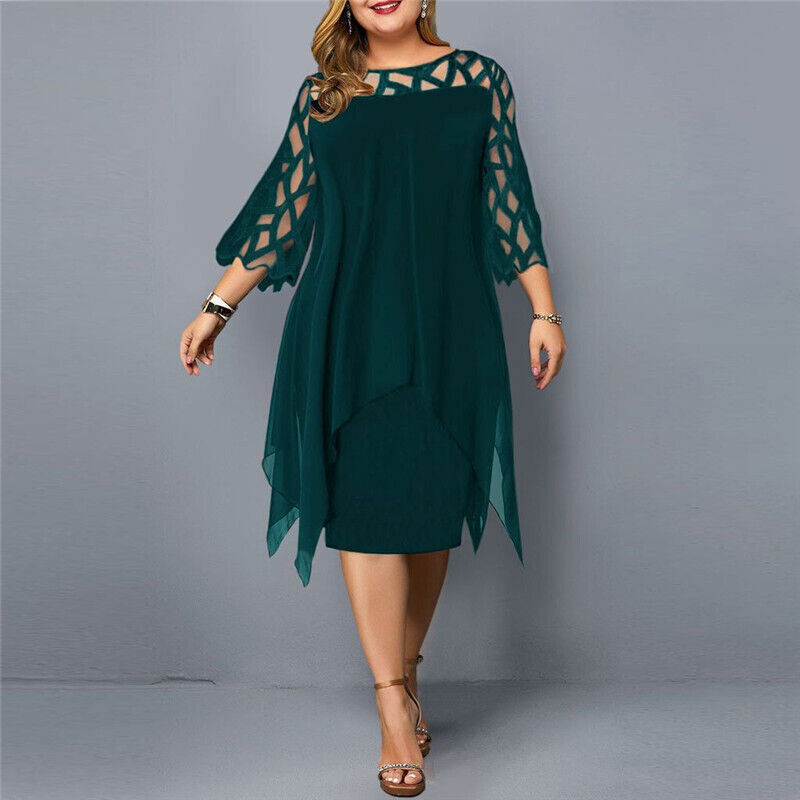 Elegant Midi Kjole til Kvinder Plus Size