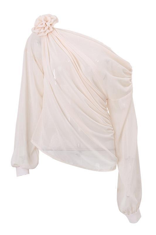 Elegant asymmetrisk bluse med blomsterprint