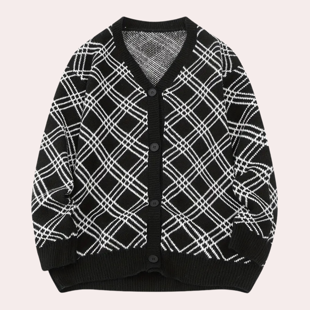 Christian | Elegant cardigan med ternet design til mænd